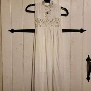 Womens Dress Halter Top Crochet Maxi White Size XL